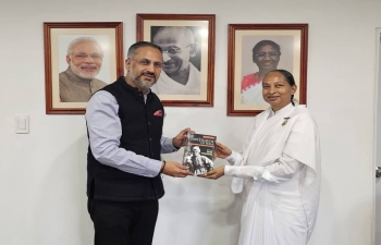 Amb. Abhishek Singh was delighted to receive Sister Silvereen of the Brahma Kumaris and was briefed on their activities in Venezuela. They also discussed possible collaboration in organizing meditation sessions.